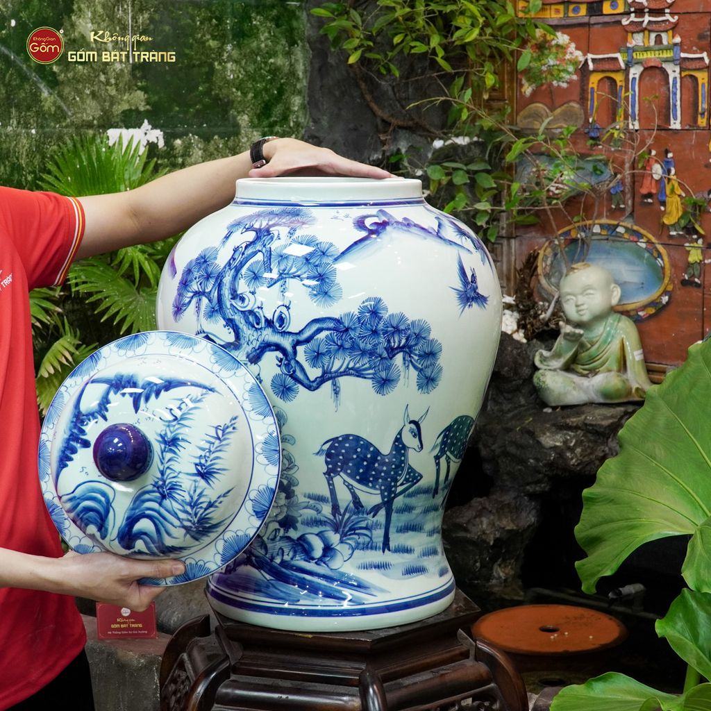 Bình Chóe Ngâm Rượu Men Lam Tùng Lộc