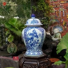 Bình Chóe Ngâm Rượu Men Lam Tứ Cảnh