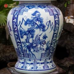 Bình Chóe Ngâm Rượu Men Lam Tứ Cảnh