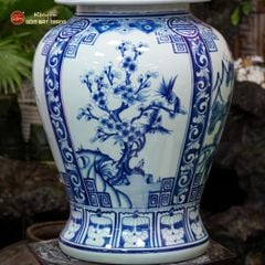 Bình Chóe Ngâm Rượu Men Lam Tứ Cảnh