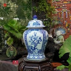 Bình Chóe Ngâm Rượu Men Lam Tứ Cảnh