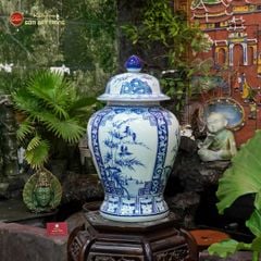 Bình Chóe Ngâm Rượu Men Lam Tứ Cảnh