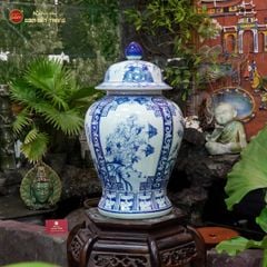 Bình Chóe Ngâm Rượu Men Lam Tứ Cảnh