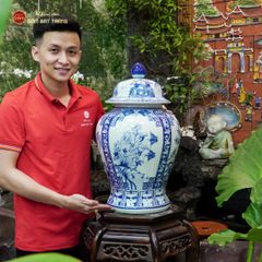 Bình Chóe Ngâm Rượu Men Lam Tứ Cảnh