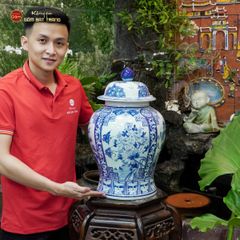 Bình Chóe Ngâm Rượu Men Lam Tứ Cảnh