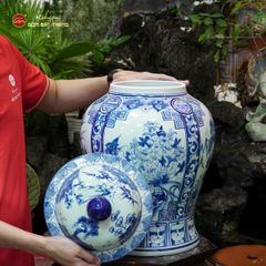 Bình Chóe Ngâm Rượu Men Lam Tứ Cảnh