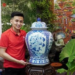Bình Chóe Ngâm Rượu Men Lam Tứ Cảnh