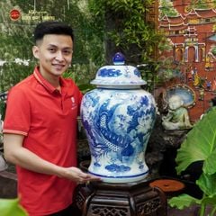 Bình Chóe Ngâm Rượu Men Lam Sen Cá