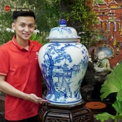 Bình Chóe Ngâm Rượu Men Lam Sơn Thủy