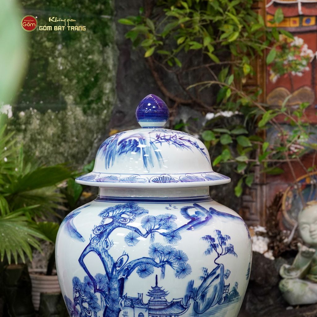 Bình Chóe Ngâm Rượu Men Lam Sơn Thủy