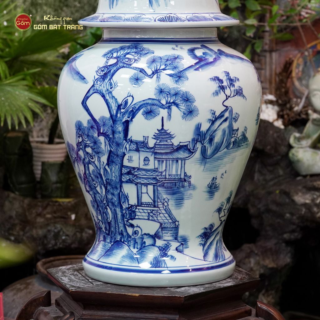 Bình Chóe Ngâm Rượu Men Lam Sơn Thủy