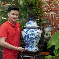 Bình Chóe Ngâm Rượu Men Lam Sơn Thủy