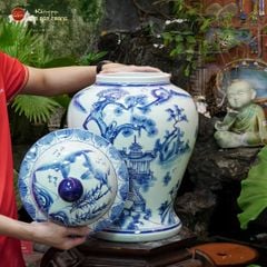 Bình Chóe Ngâm Rượu Men Lam Sơn Thủy