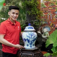 Bình Chóe Ngâm Rượu Men Lam Hoa Sen