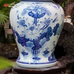 Bình Chóe Ngâm Rượu Men Lam Hoa Sen