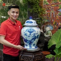 Bình Chóe Ngâm Rượu Men Lam Hoa Sen