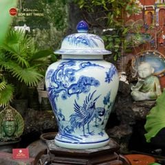 Bình Chóe Ngâm Rượu Men Lam Tùng Hạc