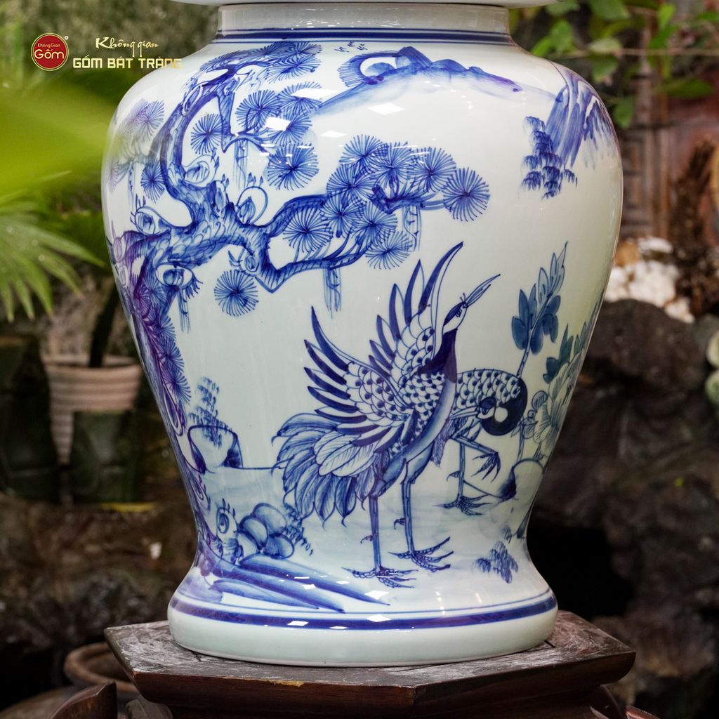 Bình Chóe Ngâm Rượu Men Lam Tùng Hạc