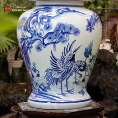 Bình Chóe Ngâm Rượu Men Lam Tùng Hạc