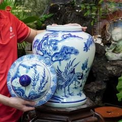 Bình Chóe Ngâm Rượu Men Lam Tùng Hạc
