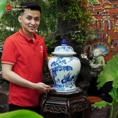 Bình Chóe Ngâm Rượu Men Lam Tùng Hạc