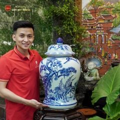 Bình Chóe Ngâm Rượu Men Lam Tùng Hạc