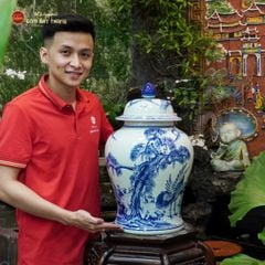 Bình Chóe Ngâm Rượu Men Lam Tùng Hạc