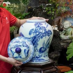 Bình Chóe Ngâm Rượu Men Lam Tùng Hạc