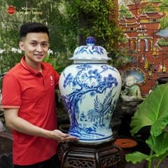 Bình Chóe Ngâm Rượu Men Lam Tùng Hạc
