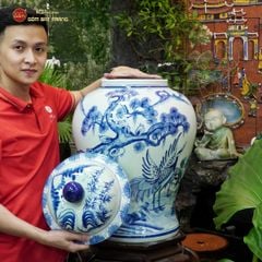 Bình Chóe Ngâm Rượu Men Lam Tùng Hạc