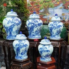 Bình Chóe Ngâm Rượu Men Lam Tùng Hạc