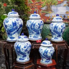 Bình Chóe Ngâm Rượu Men Lam Sen Cá