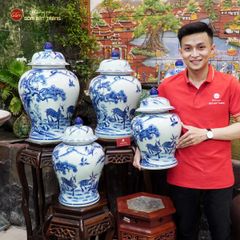 Bình Chóe Ngâm Rượu Men Lam Tùng Lộc