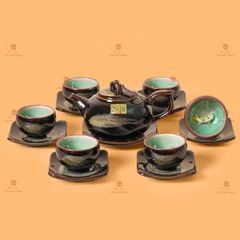 Bộ Ấm Chén Men Hỏa Biến Quả Hồng Cá Koi
