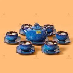 Bộ Ấm Chén Men Hỏa Biến Xanh Quả Hồng