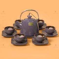 Bộ Ấm Chén Siêu Men Xám Hỏa Biến Lòng Hoa