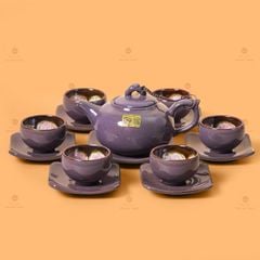 Bộ Ấm Chén Men Hỏa Biến Tím Mật Quả Hồng