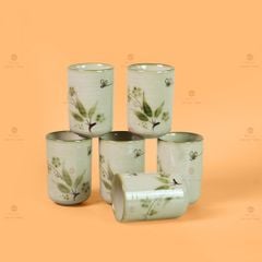 Cốc Uống Trà Dáng Trụ Họa Tiết Chuồn Trúc