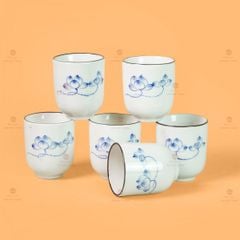 Cốc Uống Trà Dáng Thon Họa Tiết Hoa Sen