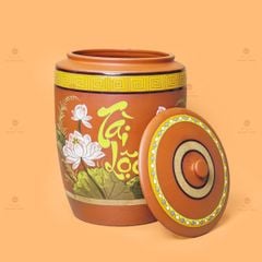 Hũ Gạo Tài Lộc Hoa Sen Nắp Ngang