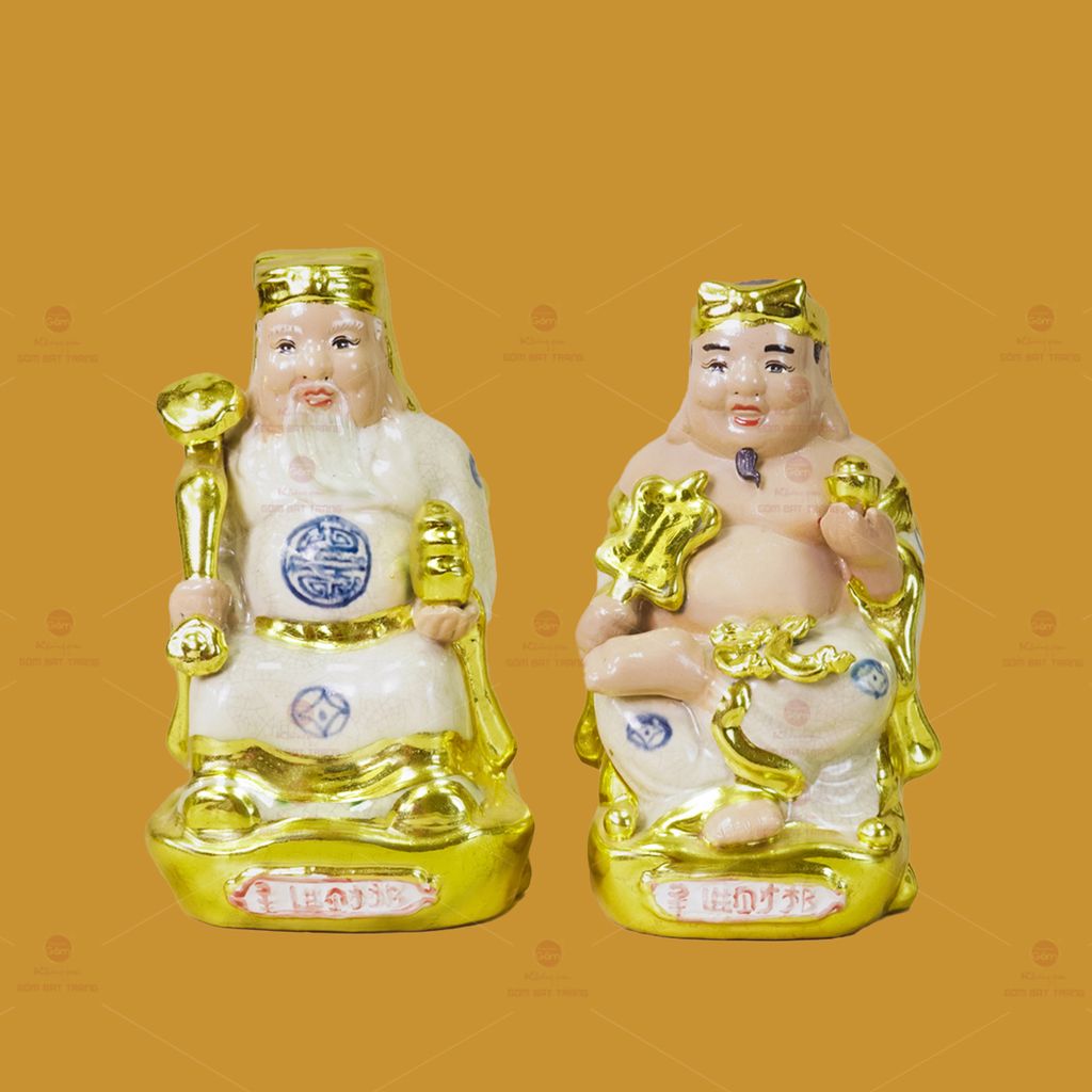 Tượng Thần Tài Thổ Địa Men Rạn Dát Vàng