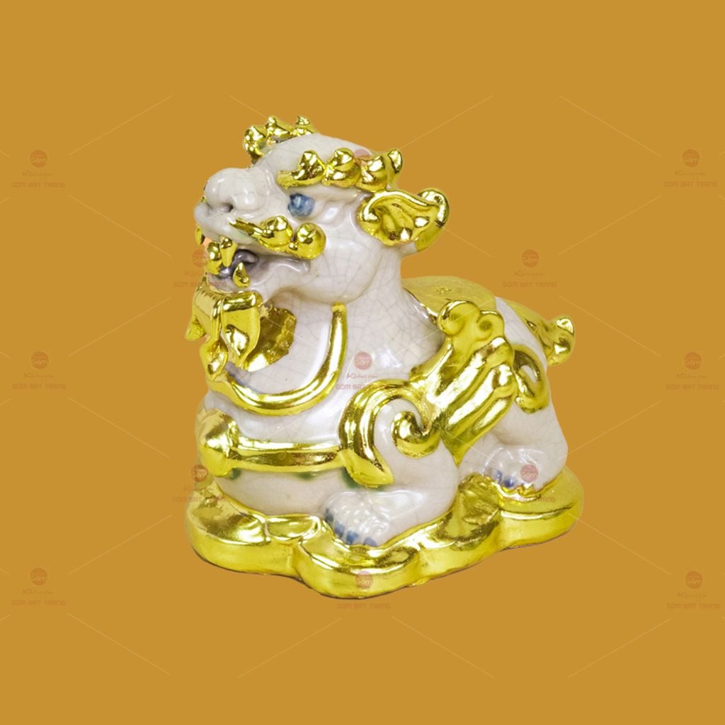 Tỳ Hưu Gốm Sứ Phong Thủy Dát Vàng