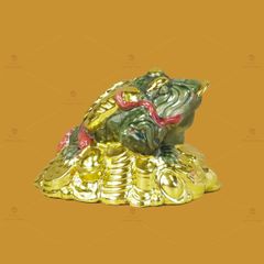 Thiềm Thừ Ngậm Tiền Men Xanh Ngọc Dát Vàng