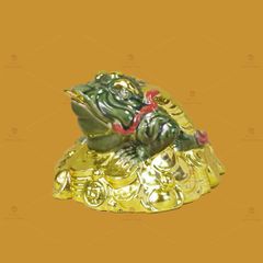 Thiềm Thừ Ngậm Tiền Men Xanh Ngọc Dát Vàng