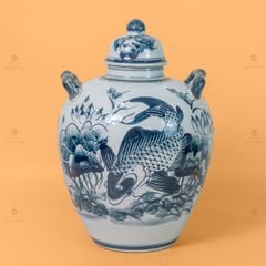 Vò Ngâm Rượu Họa Tiết Sen Cá