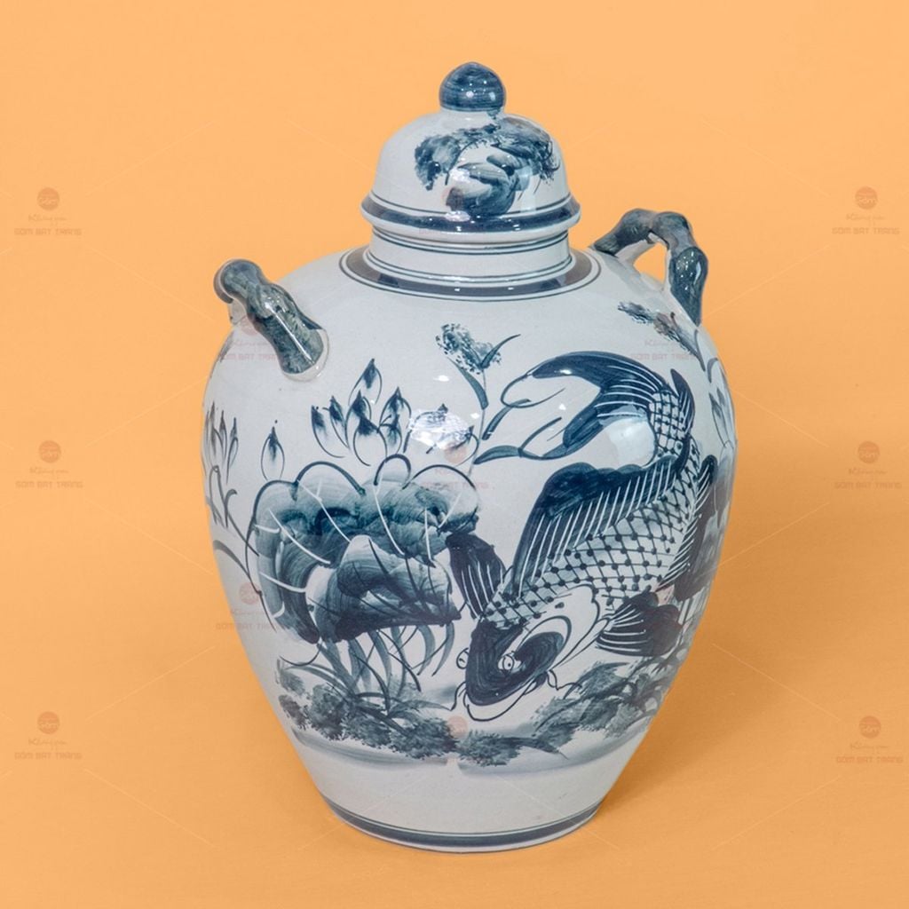 Vò Ngâm Rượu Họa Tiết Sen Cá