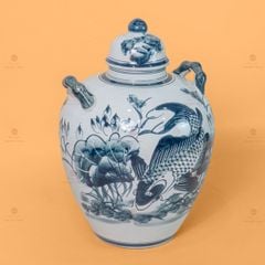 Vò Ngâm Rượu Họa Tiết Sen Cá