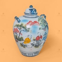 Vò Ngâm Rượu Họa Tiết Tiên Ông Đánh Cờ Vẽ Màu