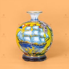 Quả Hút Lộc Nhị Cảnh Men Vàng Thuận Buồm Công Mẫu Đơn Vẽ Vàng