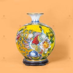 Quả Hút Lộc Nhị Cảnh Men Vàng Thuận Buồm Công Mẫu Đơn Vẽ Vàng